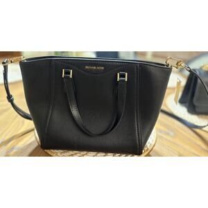 Michael Kors Taryn Convertible Leather Tote Crossbody Bag Black NWT